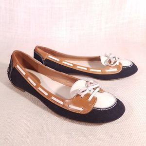 Cole Haan Navy Canvas Boat Shoe Ballet Flats